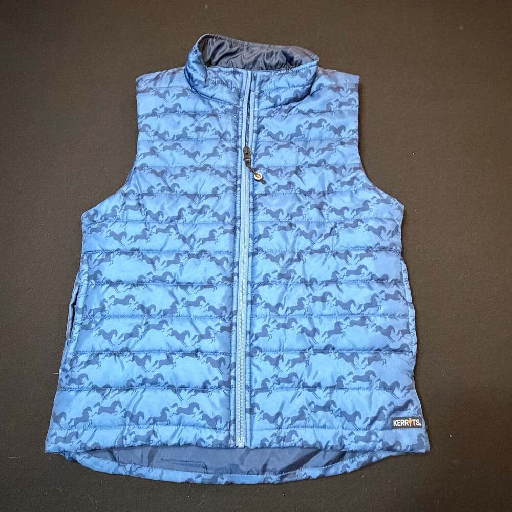 Kerrits Performance Equestrian Apparel Horse Print Quilted Vest sz Youth XL
